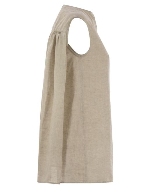 Fabiana Filippi Natural Linen Sleeveless Top
