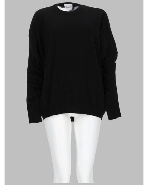 Nude Black Virgin Wool Mock Neck Knit Sweater (Fw24)