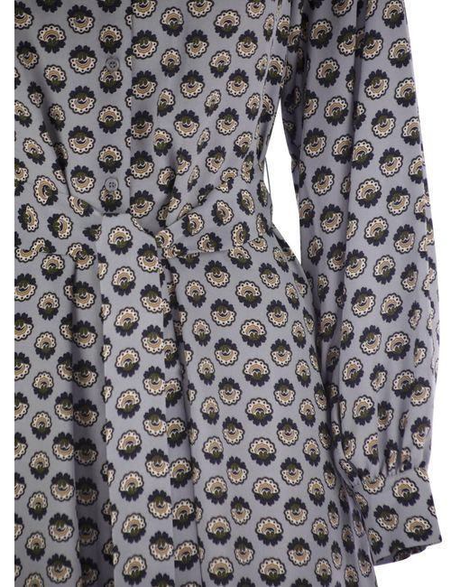 Weekend by Maxmara Gray Narvel Printed Silk Shirt Dress