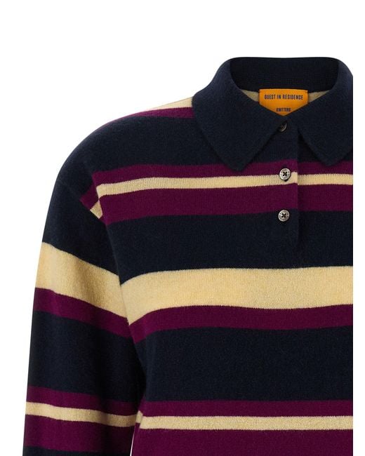 Guest In Residence Gast In Residentie 'collegiate Stripe' Polo Shirt in het Blue