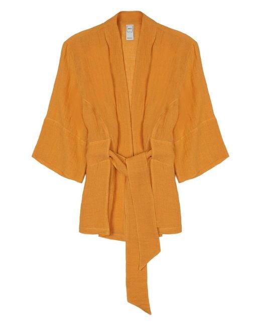 120% Lino Yellow Elegant Mini Jacket
