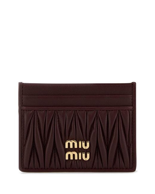 Miu Miu Purple Burgundy Leather Card Holder
