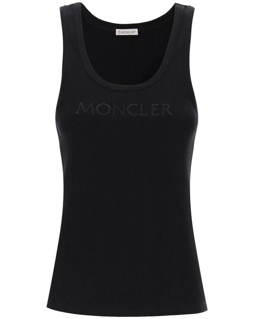 Moncler Black Sleeveless Ribbed Jersey Top