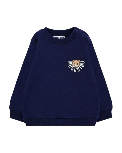 Moschino Blue Hoodless Sweatshirt With Logo