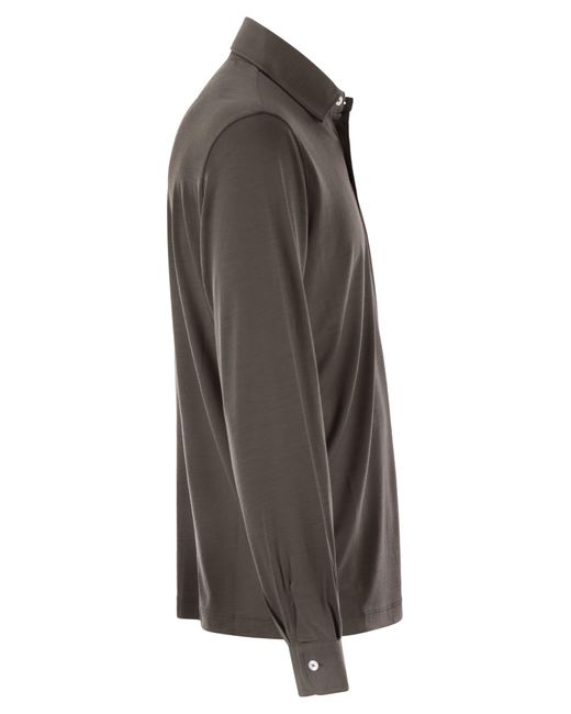 Herno Gray Resort Polo -Hemd in weichem Wollstrick