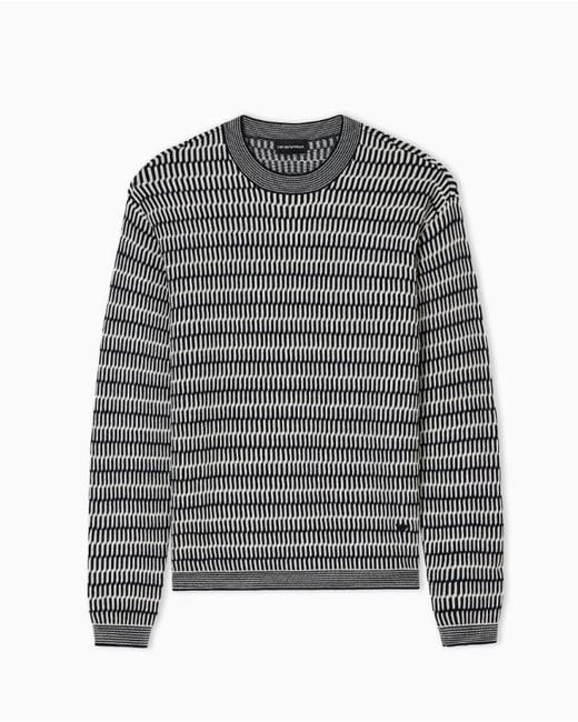 Emporio Armani Jacquard Virgin Wool Sweater in het Gray