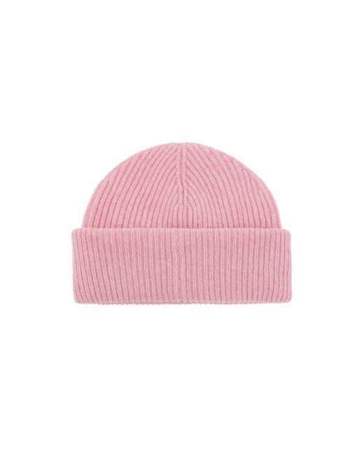 Chapeau de bonnet de avec étiquette de logo Ganni en coloris Pink