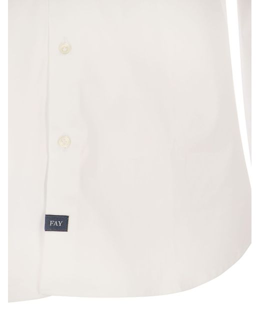 Fay Stretch Frans Kraag Shirt in het White voor heren