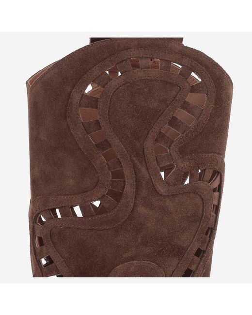 Sartore Brown Suede Boots With Cut Out Details