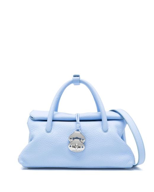 Zanellato Blue Dotta Centauro Small Leather Handbag