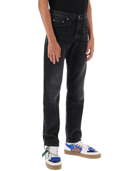 Off White Regular Fit Jeans mit Vintage -Wäsche Off-White c/o Virgil Abloh de hombre de color Black