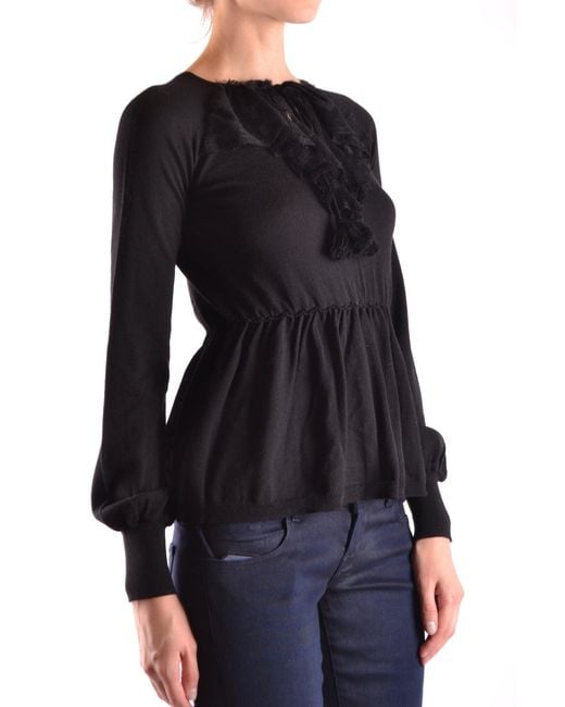 RED Valentino Black Tshirt Long Sleeves R.e.d.