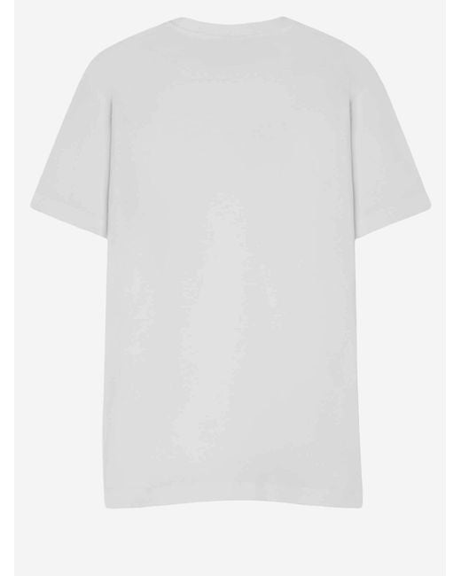 Versace White Cotton T-Shirt With Logo Print for men