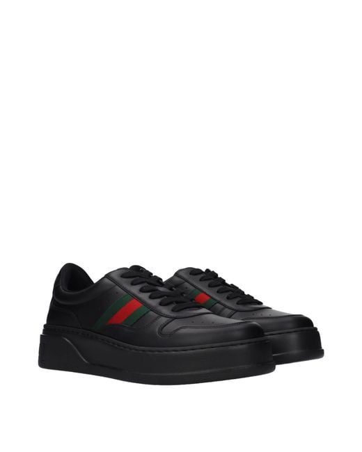 Gucci Black Leather Sneakers for men