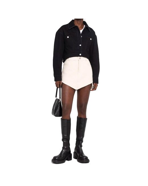 McQueen Black Cropped Denim Jacket For
