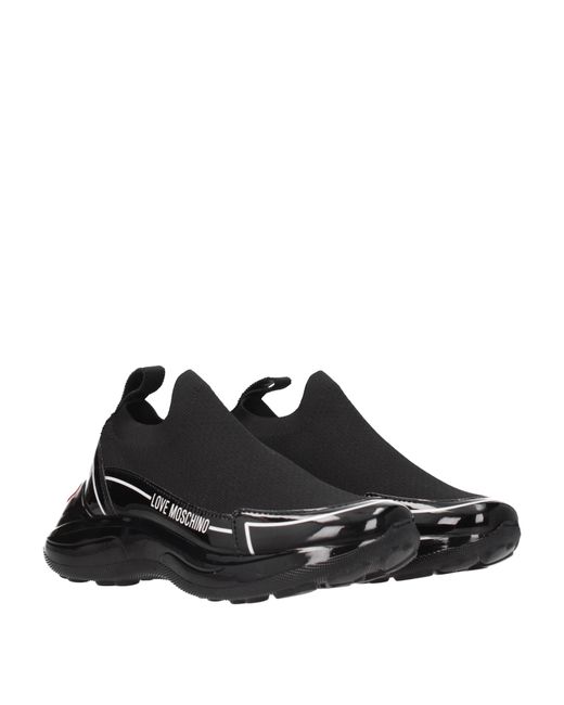 Love Moschino Black Sneakers Donna Tessuto Nero