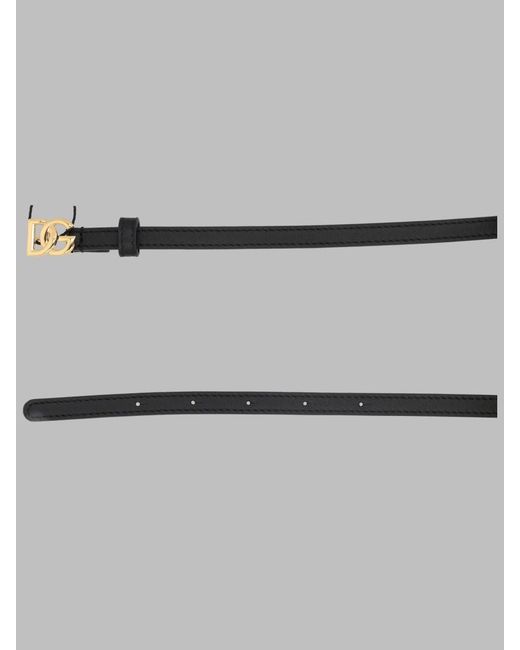 Dolce & Gabbana Metallic Leather Belt With Logo Buckle
