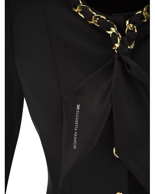 Giacca en crêpe con catena Foulard Elisabetta Franchi en coloris Black
