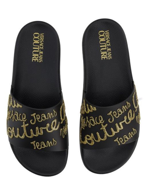 Versace Jeans Couture Black Elastane Flat