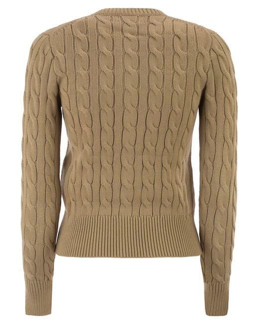 Polo Ralph Lauren Natural Cable Knit Cotton Crew Neck Cardigan