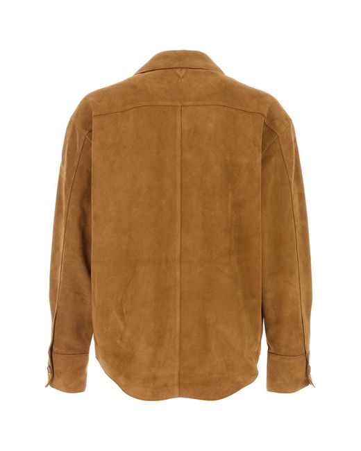 AMI Brown Buttoned Overshirt for men