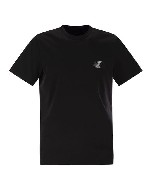 Moncler T -Shirt mit verblasstem Logo -Motiv in Baumwolle in Black für Herren
