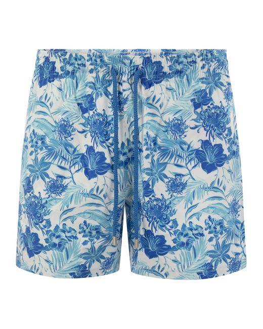 Vilebrequin Blue Tahiti Flowers Beach Shorts