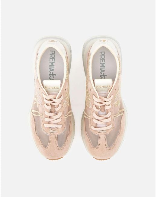 Premiata Natural Cassie7472 Suede Platform Sneakers