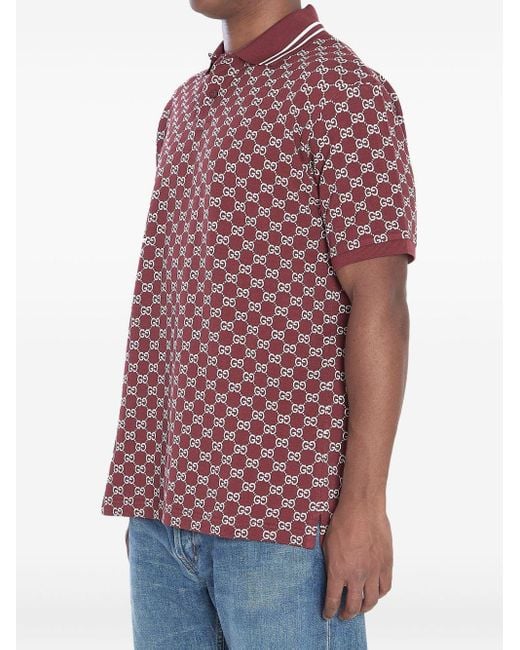 Gucci Red Gg Cotton Polo Shirt