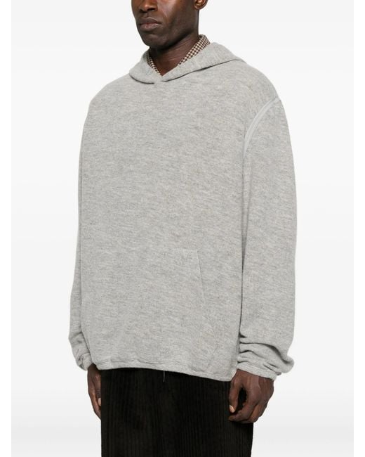 1989 STUDIO Gray Cut Knit Hoodie for men