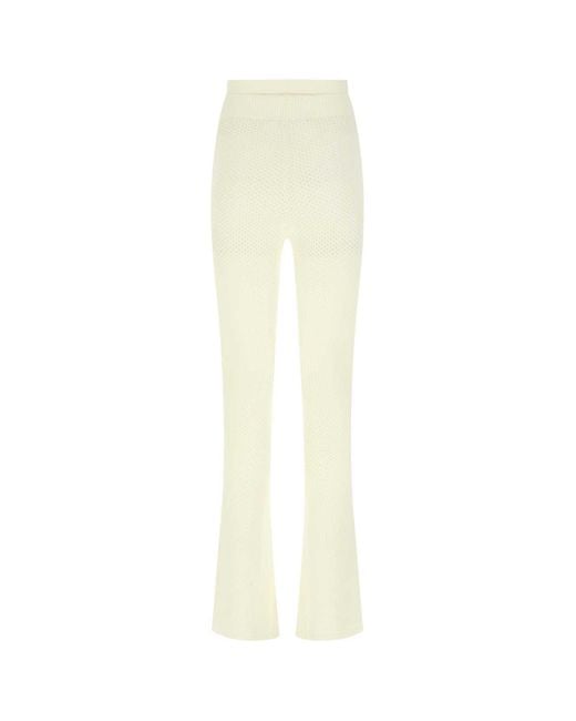 ANDREA ADAMO White Ivory Stretch Viscose Blend Pant