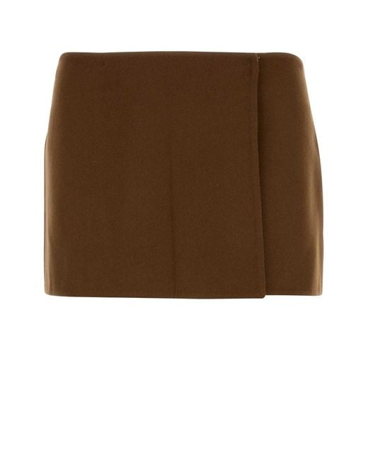 Miu Miu Brown Prince Of Wales Wool Midi Skirt
