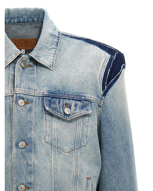 MM6 by Maison Martin Margiela Denim Jacket Met Gebruikt Effect in het Blue voor heren