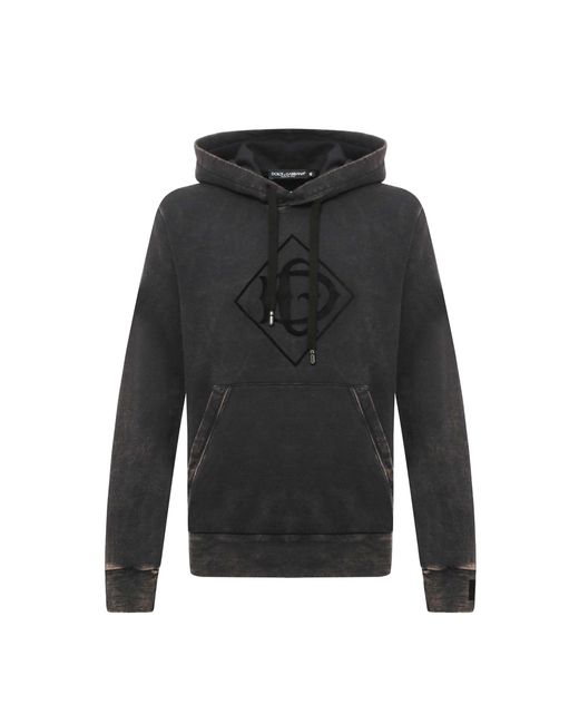 Dolce & Gabbana Black Logo Hooded Sweatshirt for men