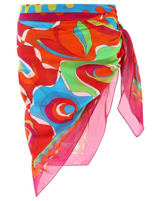 Emilio Pucci Red Sarong mit Vivara Print