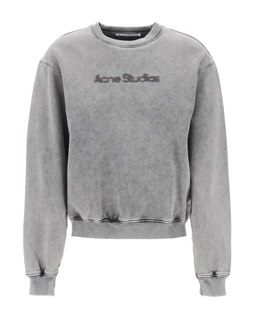Acne "ronde Nek Sweatshirt Met Wazig in het Gray