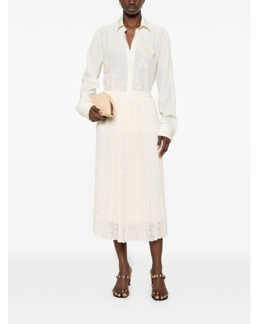 Ermanno Scervino White Embroidered Silk Shirt