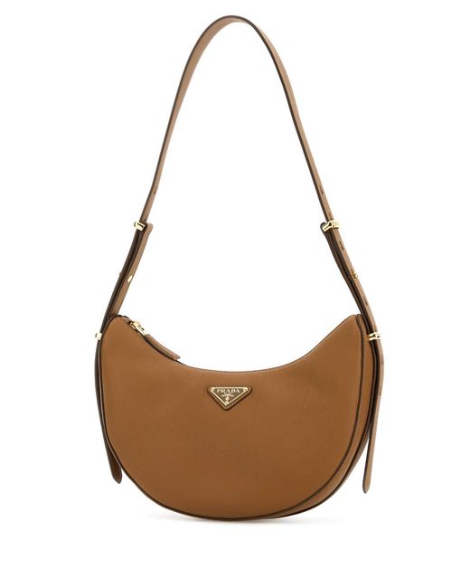Prada Brown Camel Leather Shoulder Bag