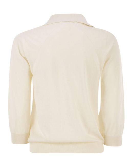 Vanisé White Cashmere And Silk Knitted Polo