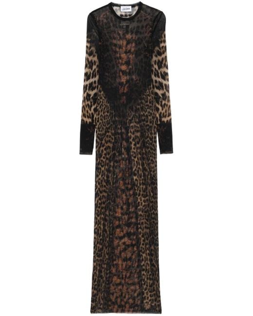 Jean Paul Gaultier Black Leopard Print Long Dress