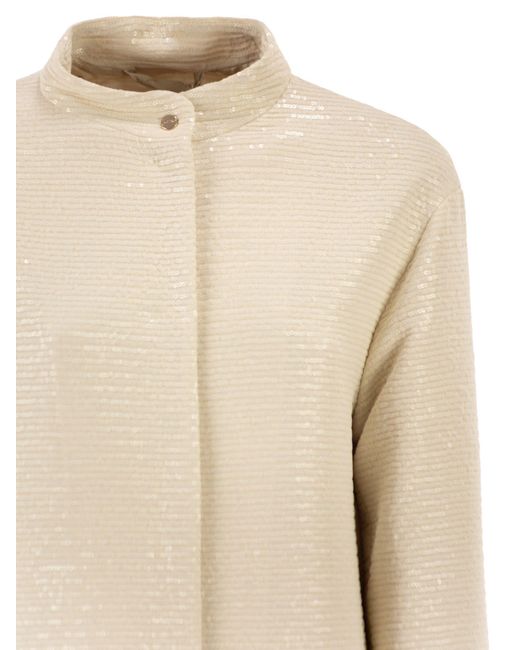 Herno Natural Overcoat With All-Over Sequins