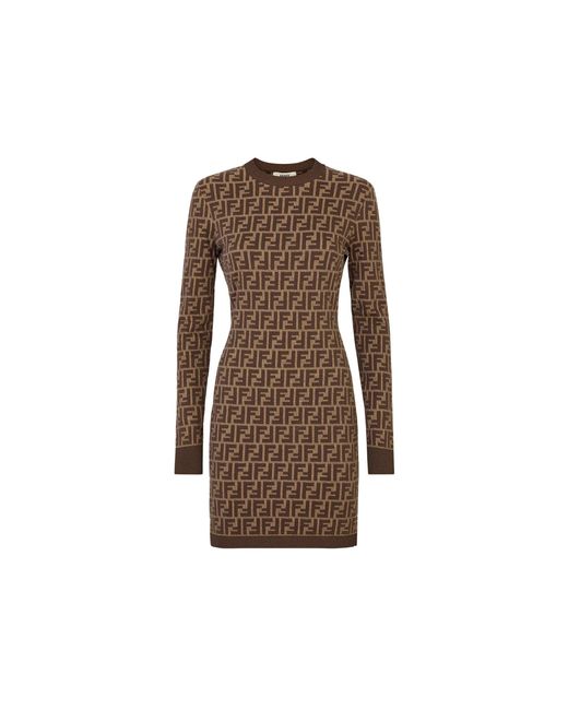 Fendi Katoen Ff -jurk in het Brown