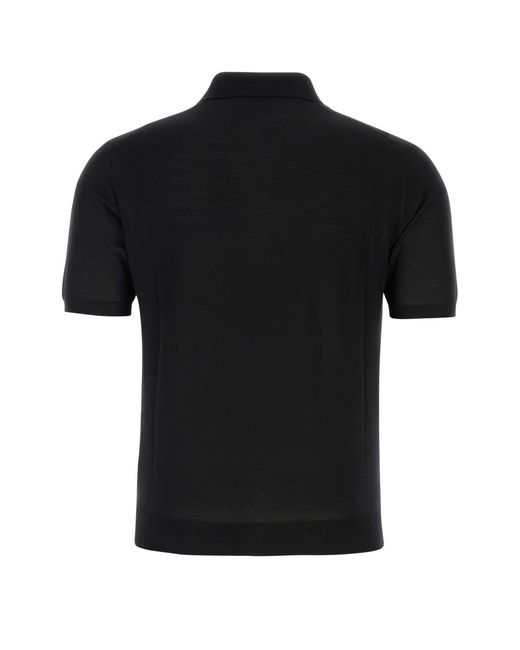 Prada Black Wool Polo Shirt for men