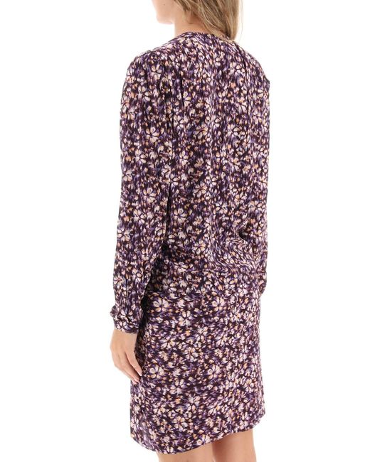 Isabel Marant Purple Eddy Crêpe-Bluse mit Blumenmuster