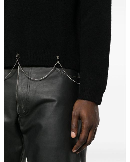 Random Identities White Long-Sleeved Chain-Embellished Jumper for men