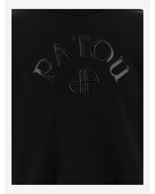 Patou Black Sweatshirt With Logo And Jp Monogram