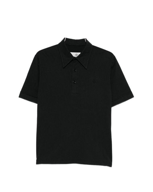 MM6 by Maison Margiela Black Logo Cotton Polo Shirt