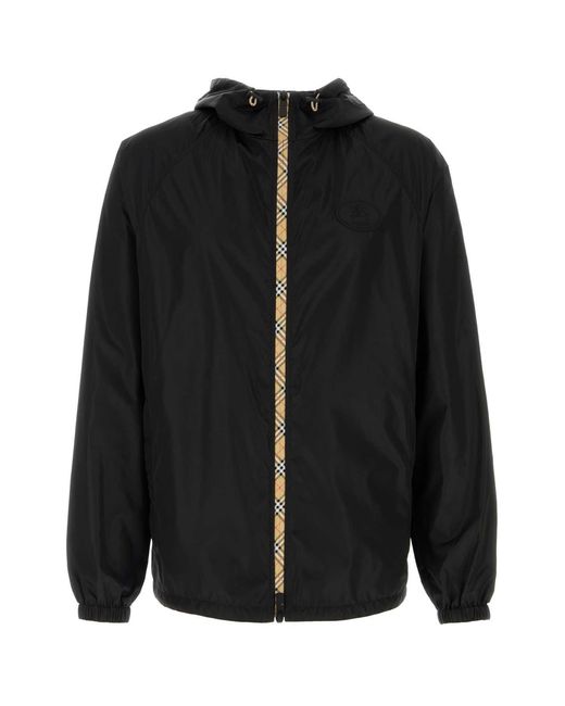 Burberry Black Logo Hood Jackets for men