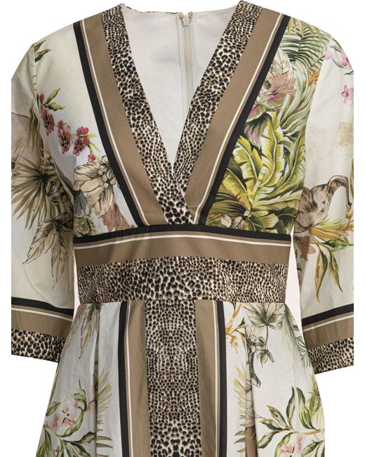 Elie Saab White Printed Cotton Midi Dress Foulard40