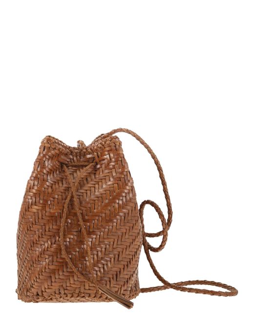 Dragon Brown Pompom gewebte Ledertasche